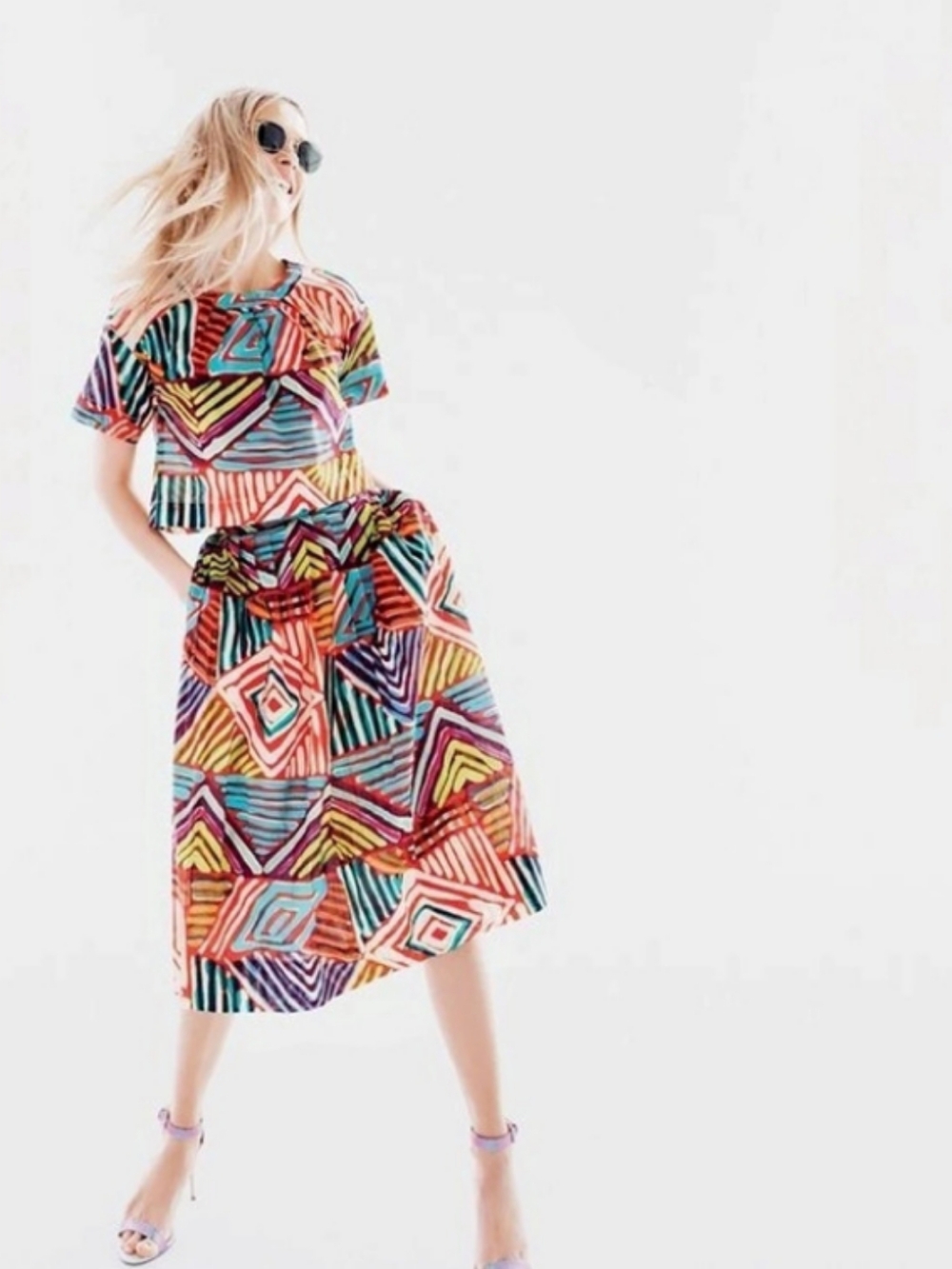 J.Crew Collection Silk Twill Skirt Set in Painted Gemstone Print
